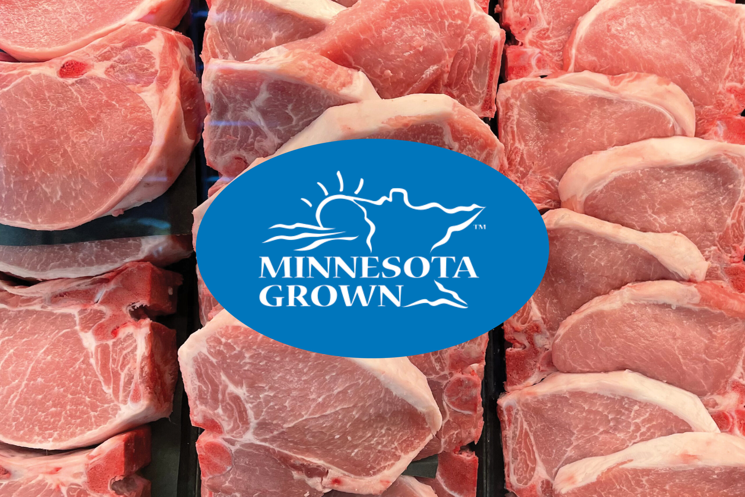 Pork in meat case